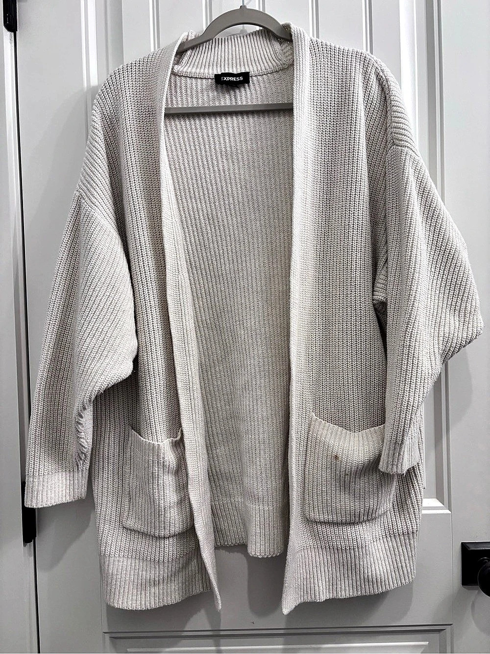 Express Cream Knit Open Front Cardigan